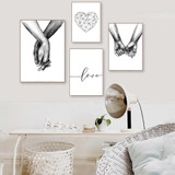 Love Poster Couple Holding Hands Painting Black And White Wall Art Canvas !