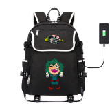 My Hero Acade canvas School DEKU USB charging printing Backpack