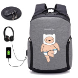 Japan anime Adventure Time USB Charge Anti Theft Backpack