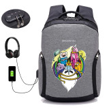 Japan anime Adventure Time USB Charge Anti Theft Backpack