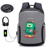 Japan anime Adventure Time USB Charge Anti Theft Backpack