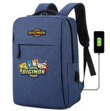 Digimon Adventure usb charging canvas Backpack