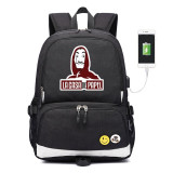 La Casa De Papel Salvador Dali Paper House canvas usb charging Backpack