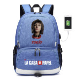 La Casa De Papel Salvador Dali Paper House canvas usb charging Backpack