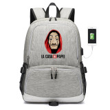 La Casa De Papel Salvador Dali Paper House canvas usb charging Backpack