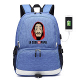 La Casa De Papel Salvador Dali Paper House canvas usb charging Backpack