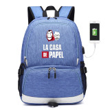 La Casa De Papel Salvador Dali Paper House canvas usb charging Backpack