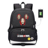La Casa De Papel Salvador Dali Paper House canvas usb charging Backpack