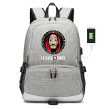 La Casa De Papel Salvador Dali Paper House canvas usb charging Backpack