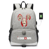 La Casa De Papel Salvador Dali Paper House canvas usb charging Backpack
