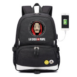 La Casa De Papel Salvador Dali Paper House canvas usb charging Backpack