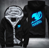Luminous Blue Fairy Tail Printing Pattern Thicken Fleece Zipper Hoodies