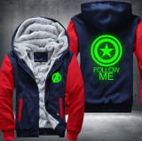 Captain America Luminous Fashion Thicken Zipper Men cardigan Sweatshirts
