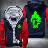 Captain America Luminous Fashion Thicken Zipper Men cardigan Sweatshirts