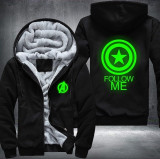 Captain America Luminous Fashion Thicken Zipper Men cardigan Sweatshirts