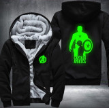 Captain America Luminous Fashion Thicken Zipper Men cardigan Sweatshirts