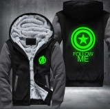 Captain America Luminous Fashion Thicken Zipper Men cardigan Sweatshirts