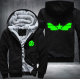 Captain America Luminous Fashion Thicken Zipper Men cardigan Sweatshirts