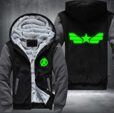 Captain America Luminous Fashion Thicken Zipper Men cardigan Sweatshirts