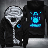 Captain America Luminous Fashion Thicken Zipper Men cardigan Sweatshirts