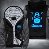 Captain America Luminous Fashion Thicken Zipper Men cardigan Sweatshirts