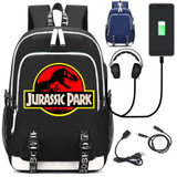 Jurassic World USB charging mochila students Backpack