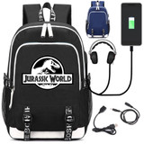 Jurassic World USB charging mochila students Backpack