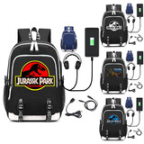 Jurassic World USB charging mochila students Backpack