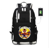 Teenager girl boys Cuphead Mugman USB Charge Backpack
