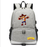 Teenagers Crash Bandicoot usb charging canvas Backpack