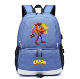 Teenagers Crash Bandicoot usb charging canvas Backpack