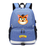 Teenagers Crash Bandicoot usb charging canvas Backpack