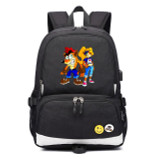Teenagers Crash Bandicoot usb charging canvas Backpack