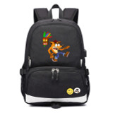 Teenagers Crash Bandicoot usb charging canvas Backpack