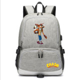 Teenagers Crash Bandicoot usb charging canvas Backpack