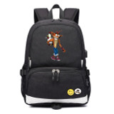 Teenagers Crash Bandicoot usb charging canvas Backpack