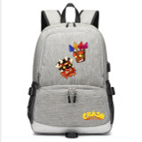 Teenagers Crash Bandicoot usb charging canvas Backpack