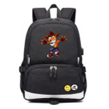 Teenagers Crash Bandicoot usb charging canvas Backpack