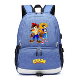Teenagers Crash Bandicoot usb charging canvas Backpack