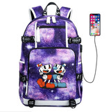 Game Cuphead Mugman usb charging canvas Laptop Backpack