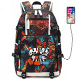 Game Cuphead Mugman usb charging canvas Laptop Backpack