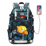 Fashion Kid's Brawl Stars usb charging canvas Backpack
