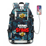 Fashion Kid's Brawl Stars usb charging canvas Backpack