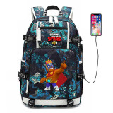 Fashion Kid's Brawl Stars usb charging canvas Backpack