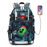 Fashion Kid's Brawl Stars usb charging canvas Backpack