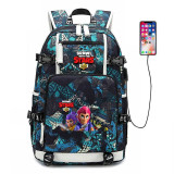 Fashion Kid's Brawl Stars usb charging canvas Backpack