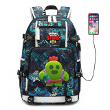 Fashion Kid's Brawl Stars usb charging canvas Backpack