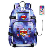 Fashion Brawl Stars usb charging canvas Laptop Backpack