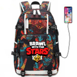 Teenager boys girls Brawl Stars usb charging canvas Laptop Backpack