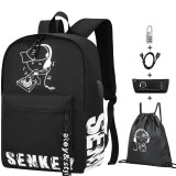 Luminous Oxford School Backpack with USB Charging Port and Lock